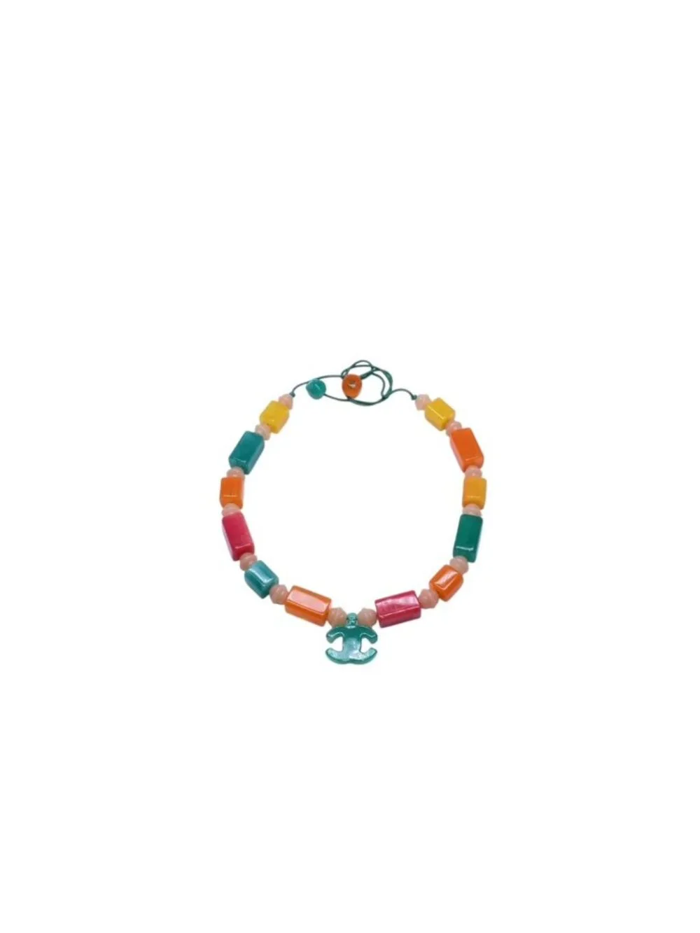 Chanel CC Logo Necklace Plastic Candy Color Multicolor Stone